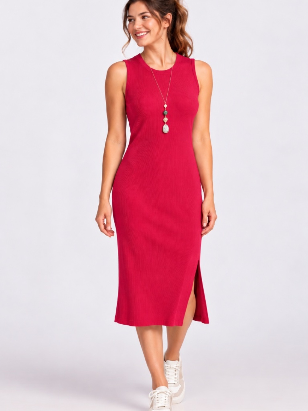 NEW Woolx Iris Ribbed Dress Berry Ice Pop Merino Small